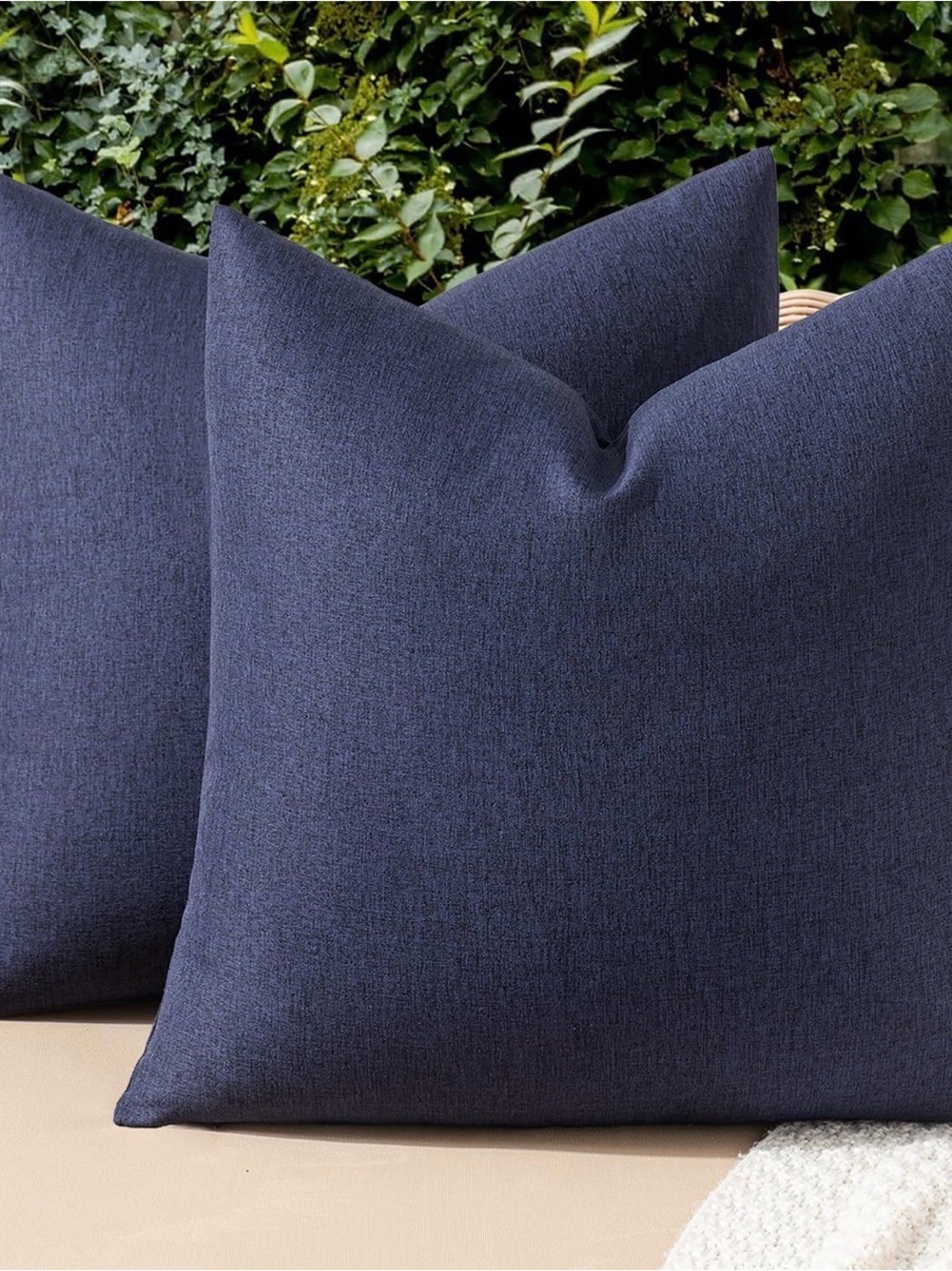 Navy Decorative Throw Pillowcase Set of 2 Classic Solid Accent Waterproof New